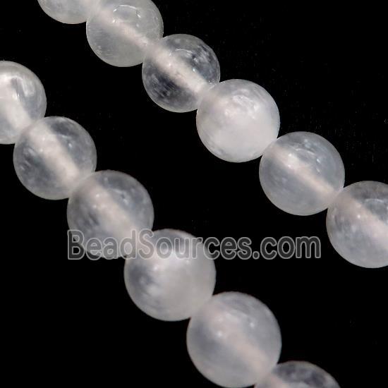 White Selenite Beads Smooth Round