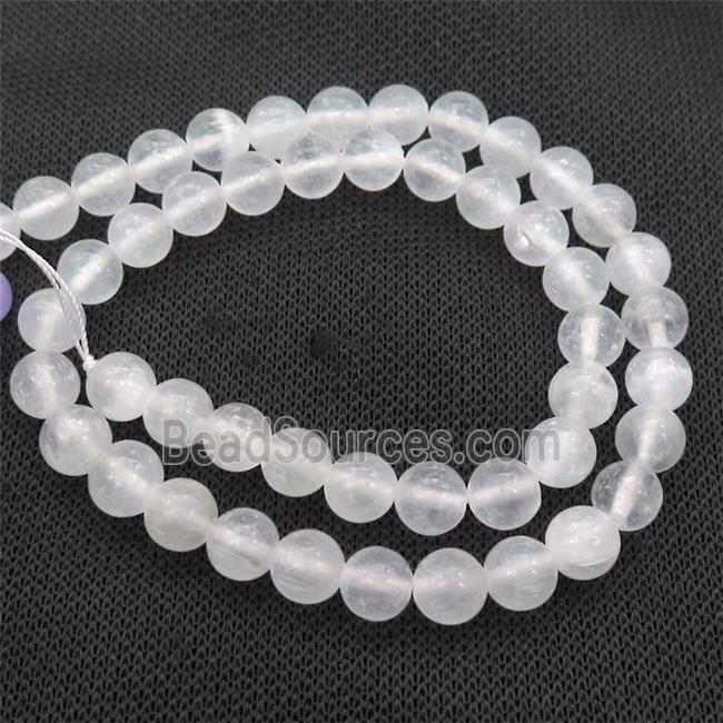 White Selenite Beads Smooth Round