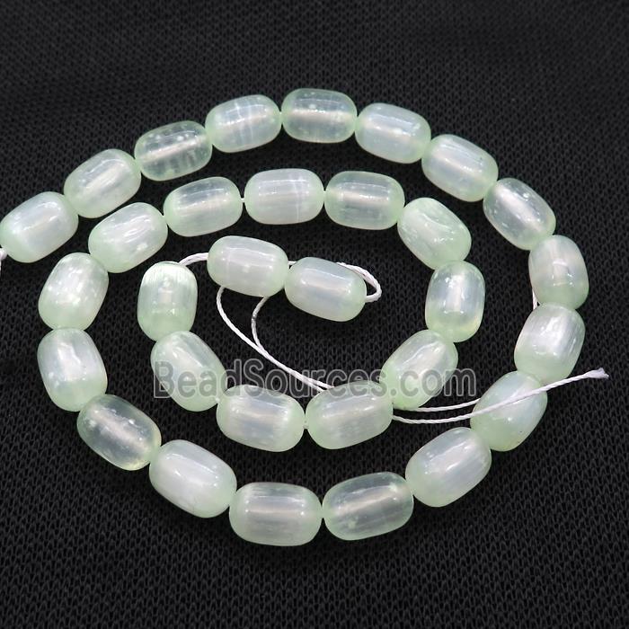 Selenite Beads Lt.green Dye Barrel