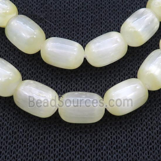 Selenite Beads Lt.yellow Dye Barrel