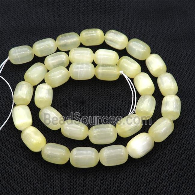 Selenite Beads Lt.yellow Dye Barrel