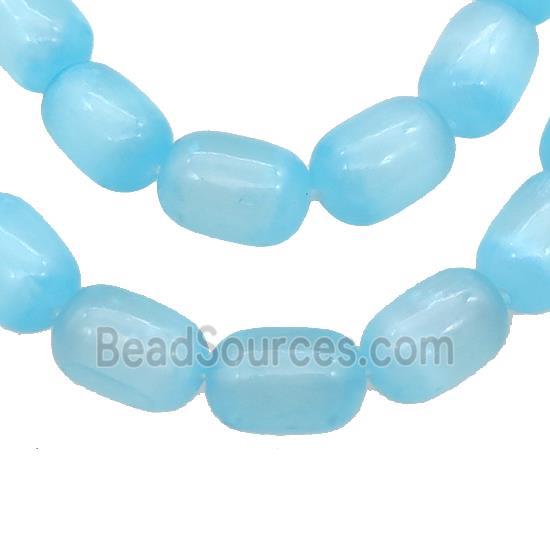 Selenite Beads Blue Dye Barrel