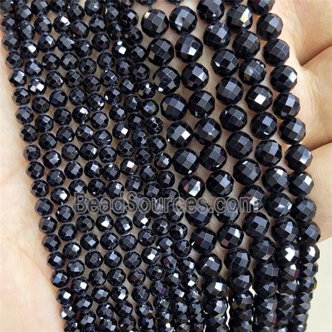 Natural Black Spinel Beads Faceted Round