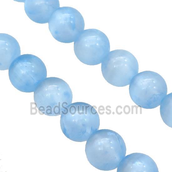 Blue Selenite Beads Smooth Round Dye