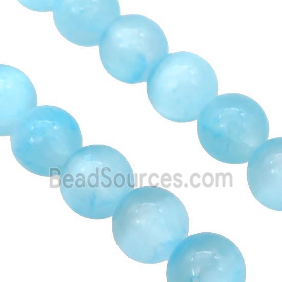 Aqua Selenite Beads Smooth Round Dye