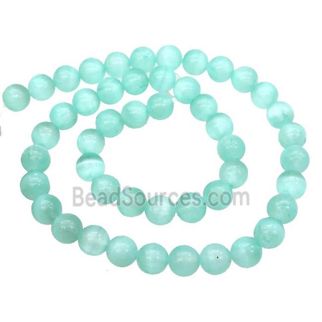 Green Selenite Beads Smooth Round Dye