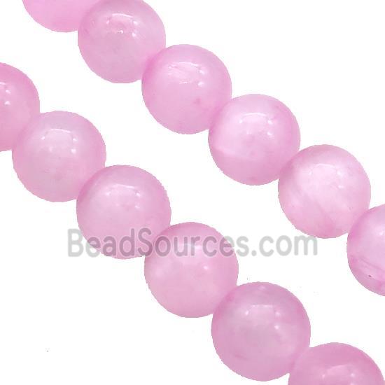 Pink Selenite Beads Smooth Round Dye