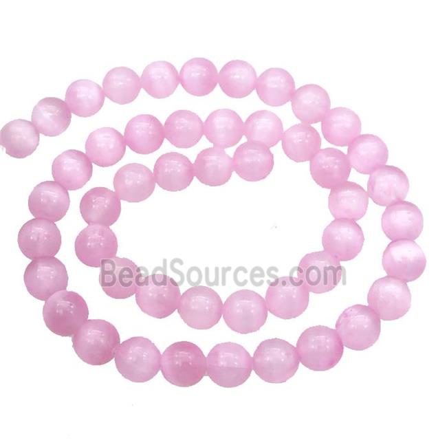 Pink Selenite Beads Smooth Round Dye