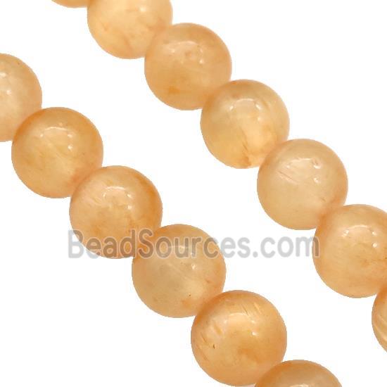 Peach Selenite Beads Smooth Round Dye