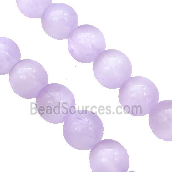 Lt.purple Selenite Beads Smooth Round Dye