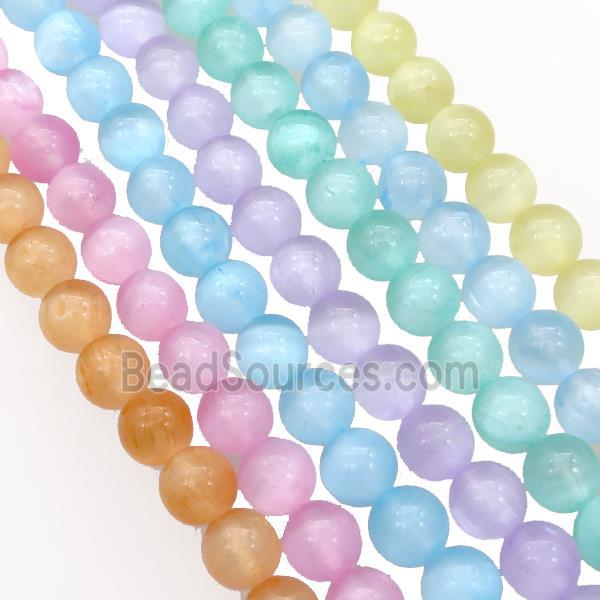 Selenite Beads Smooth Round Dye Mixed Color