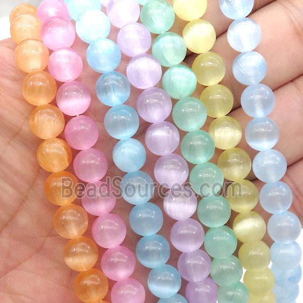 Selenite Beads Smooth Round Dye Mixed Color