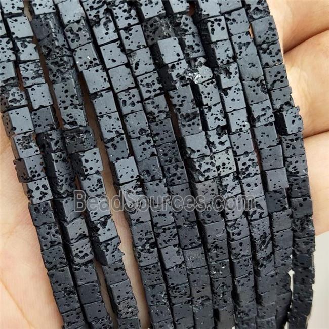 Black Rock Lava Cube Beads