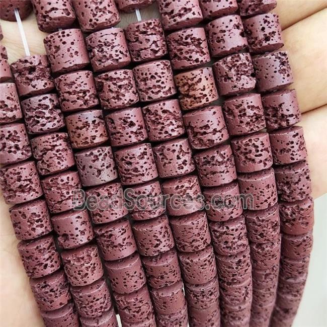 Rock Lava Column Beads Maroon Red Dye