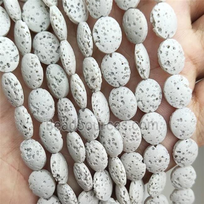 Rock Lava Oval Beads Cream White Dye