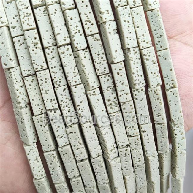 Rock Lava Tube Beads Mint Green Dye