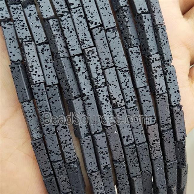 Rock Lava Tube Beads Black