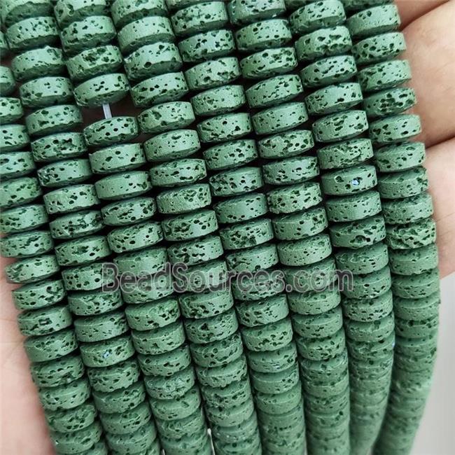 Rock Lava Heishi Beads Green Dye