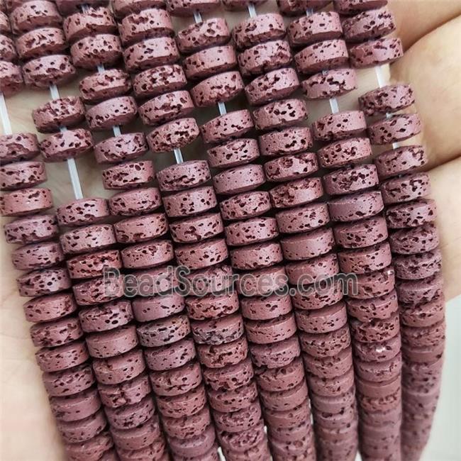 Rock Lava Heishi Beads Maroon Red Dye