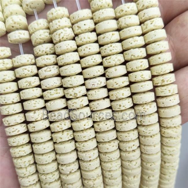 Rock Lava Heishi Beads Yellow Dye