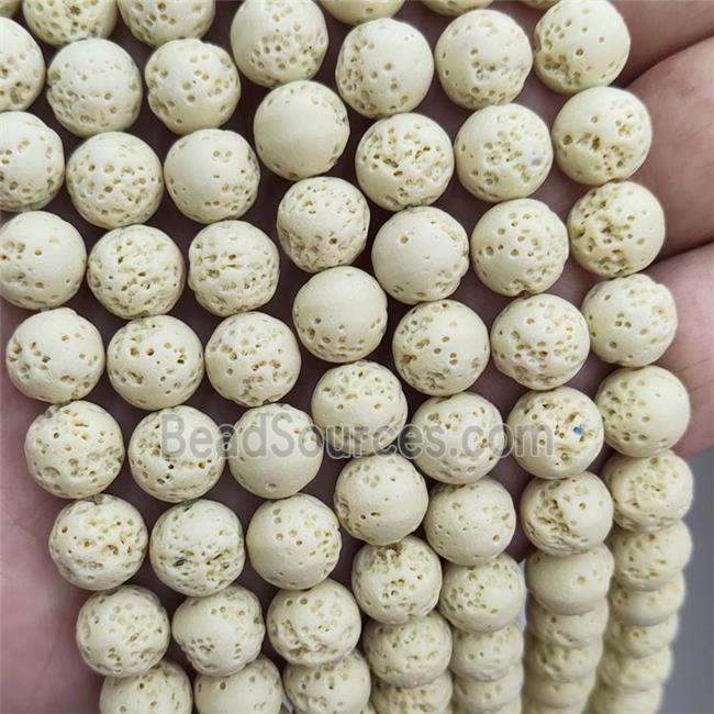 Rock Lava Round Beads Yellow Dye