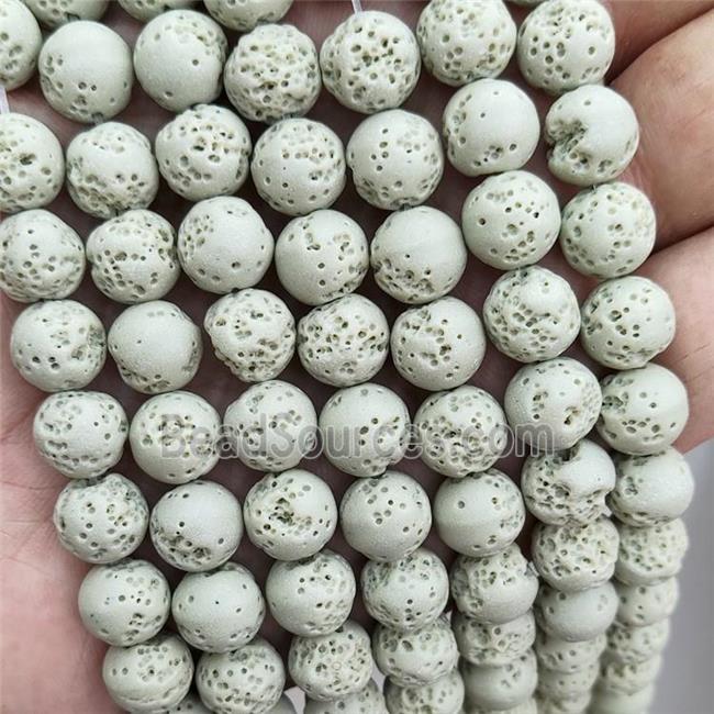 Rock Lava Round Beads Mint Green Dye