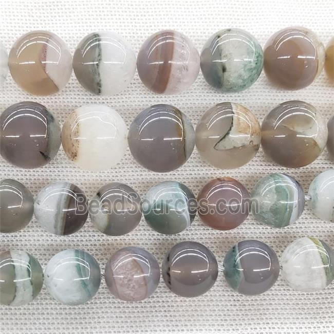 Agate Druzy Beads Gray Smooth Round