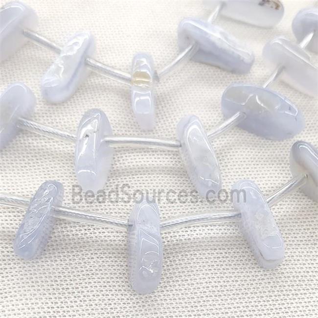 Natural Blue Lace Agate Beads Freeform Topdrilled