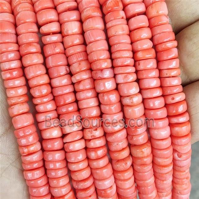 Natural Coral Heishi Spacer Beads Pink Dye