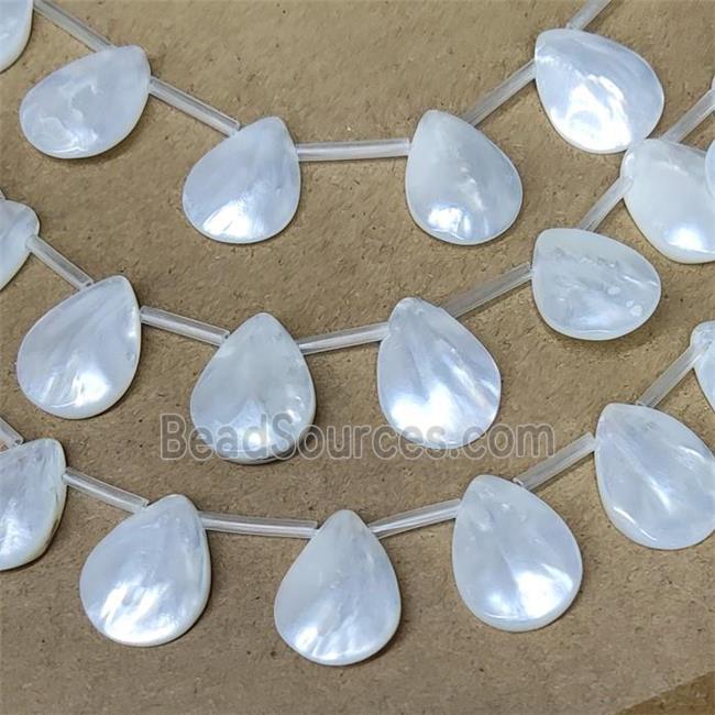 White MOP Shell Teardrop Beads Topdrilled