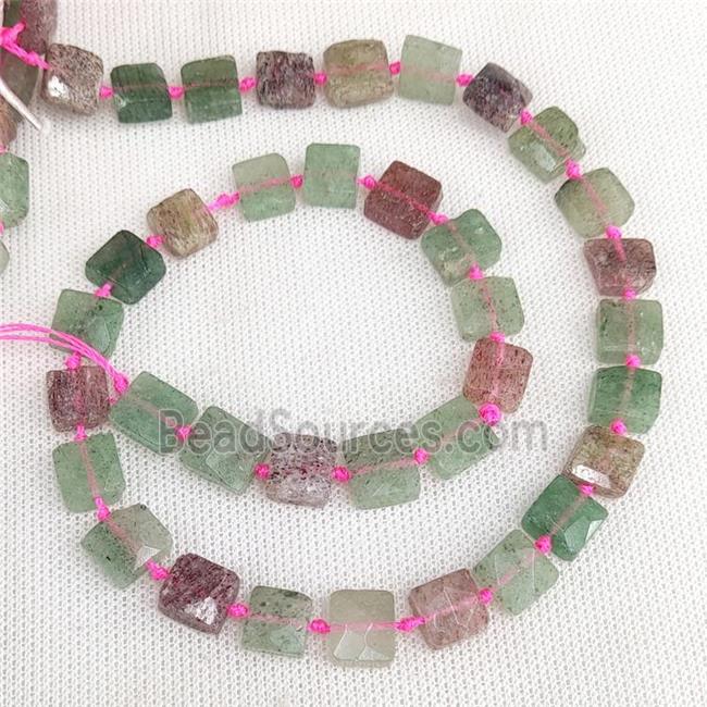 Natural Strawberry Quartz Faceted Square Mixed Color