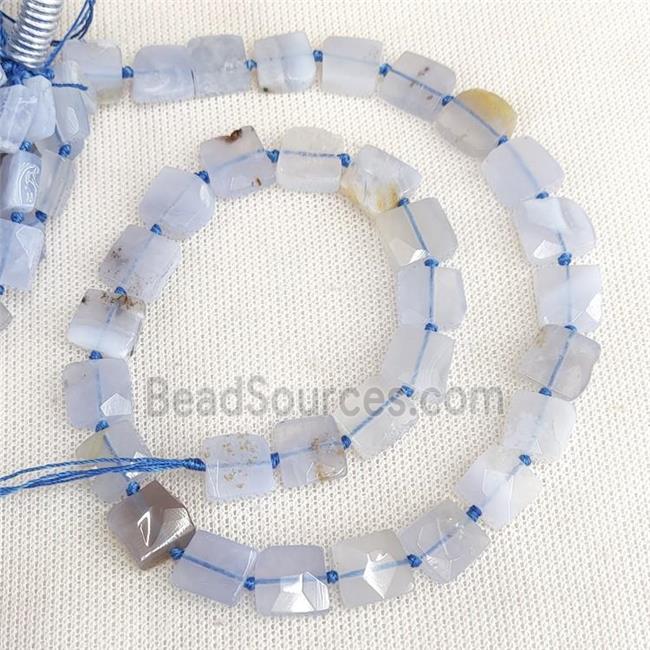 Natural Blue Lace Agate Beads Faceted Square C-Grade