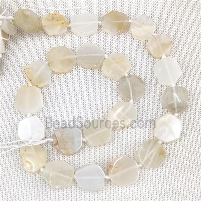 Natural White Moonstone Hexagon Beads