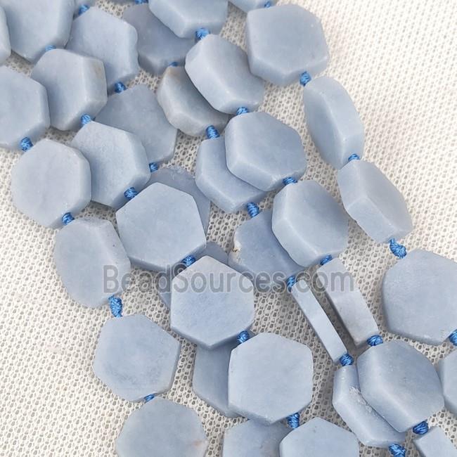 Natural Blue Angelite Beads Hexagon