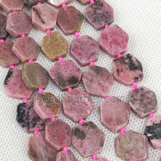 Natural Brazilian Rhodochrosite Beads Red Hexagon