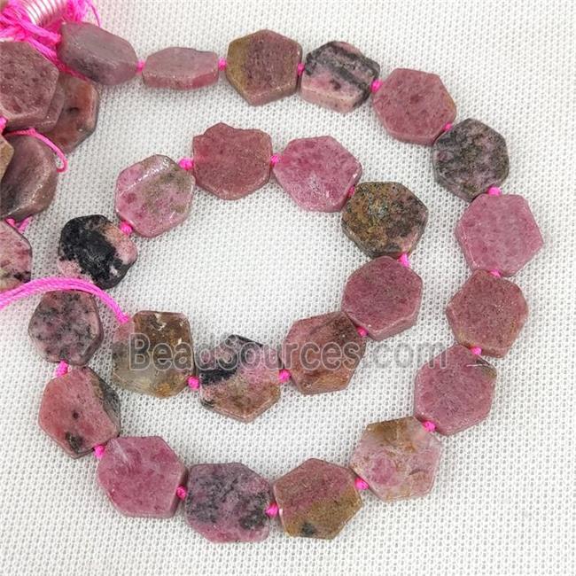 Natural Brazilian Rhodochrosite Beads Red Hexagon