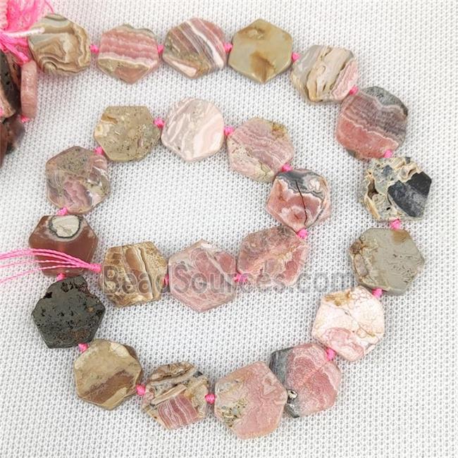 Natural Argentina Rhodochrosite Beads Pink Hexagon