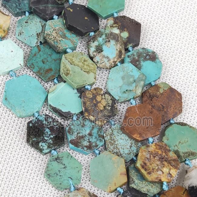 Natural Chinese Turquoise Beads Teal Hexagon