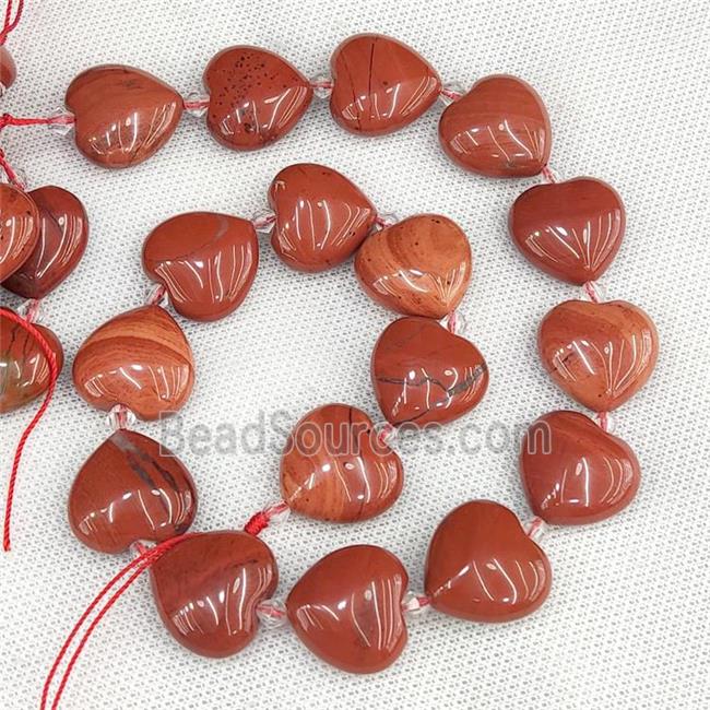 Natural Red Jasper Heart Beads