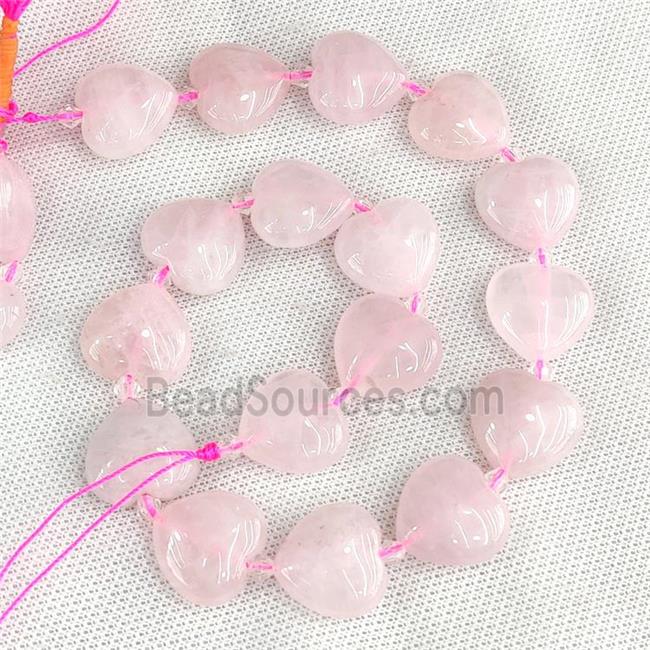 Natural Pink Rose Quartz Heart Beads