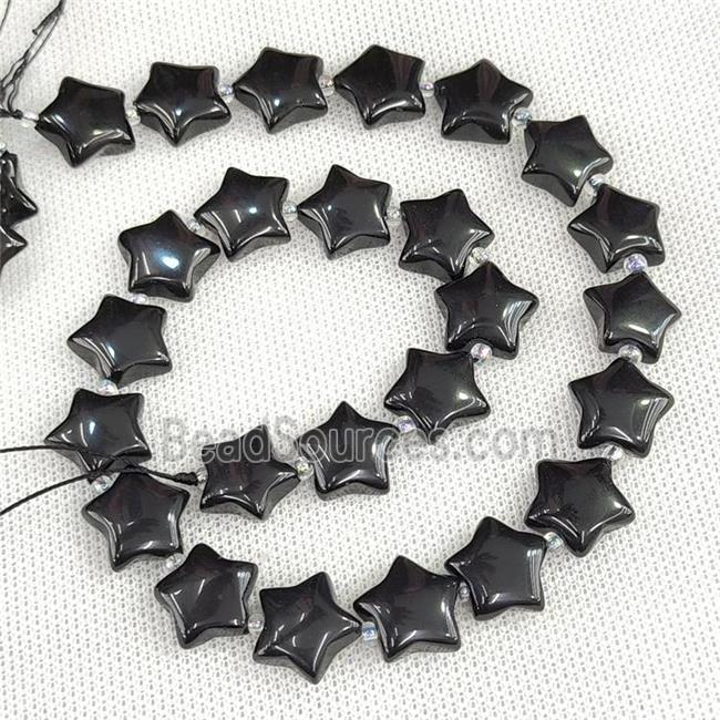 Natural Black Obsidian Star Beads