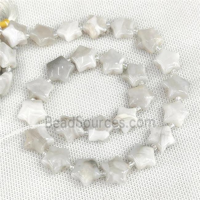 Natural White Crazy Lace Agate Star Beads