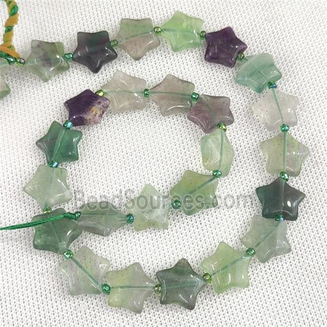 Natural Fluorite Star Beads Green