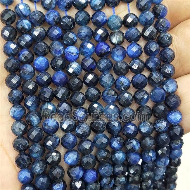 Natural Kyanite Beads Darkblue Faceted Round