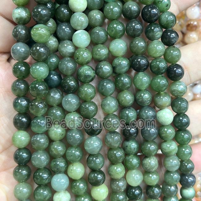 Natural Verdite Beads Green Smooth Round Fuchsite