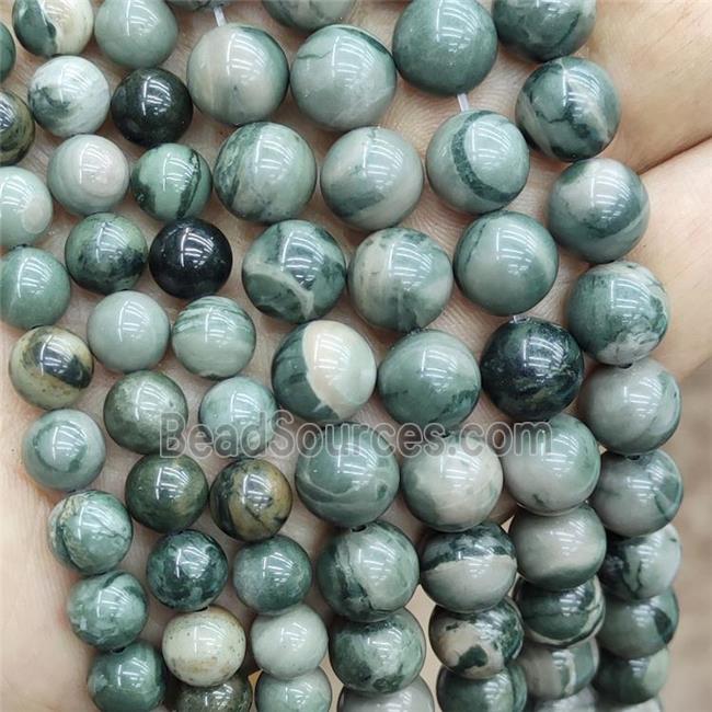 Natural Mud Jasper Beads Green Smooth Round