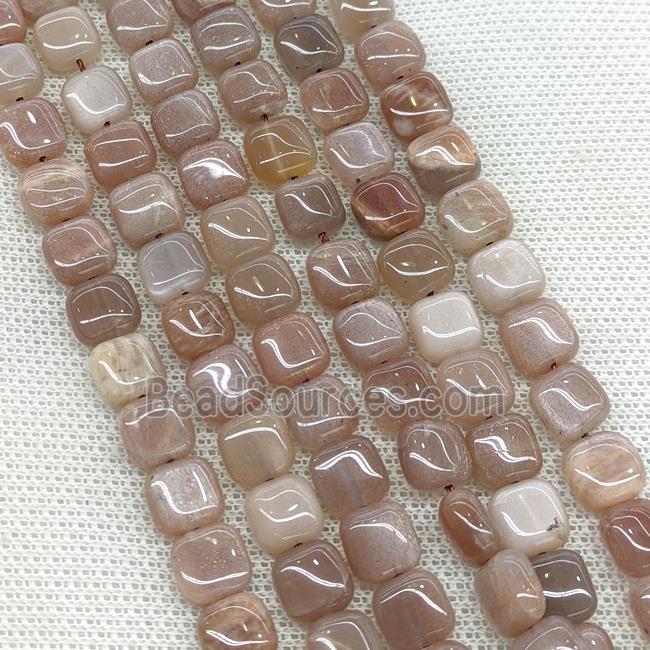 Natural Moonstone Square Beads Gray