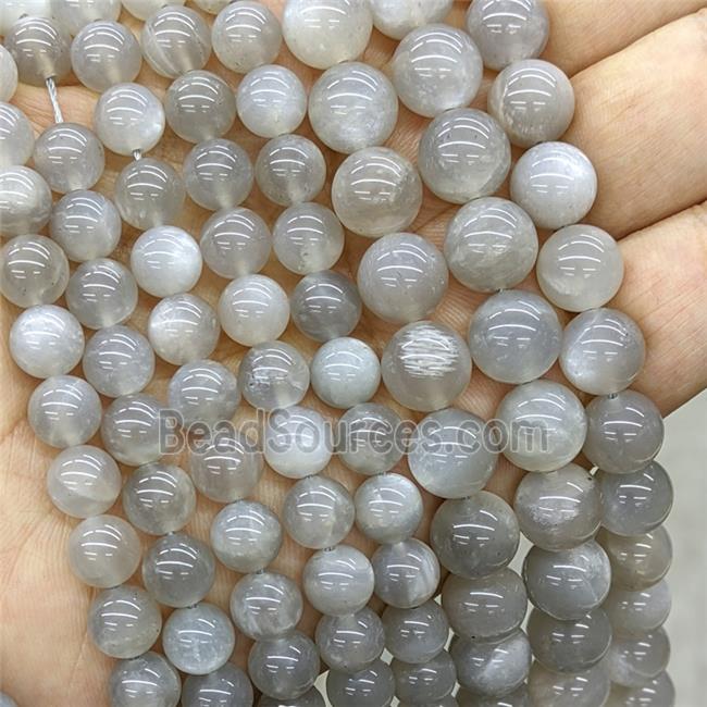 Natural Gray Moonstone Beads Smooth Round