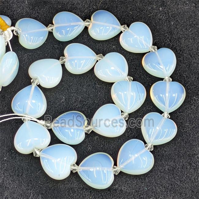 White Opalite Heart Beads