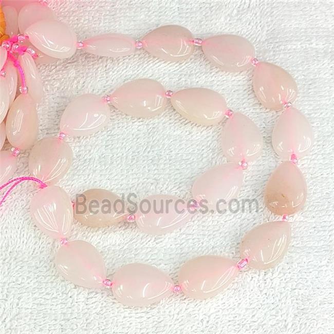 Natural Pink Opal Teardrop Beads Flat Dye